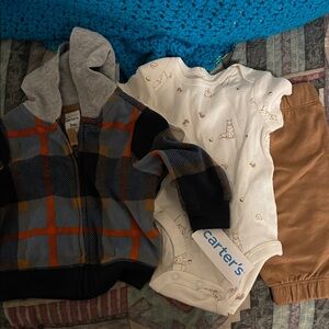 Carter's Plaid Jacket and Printed Onesie Set
